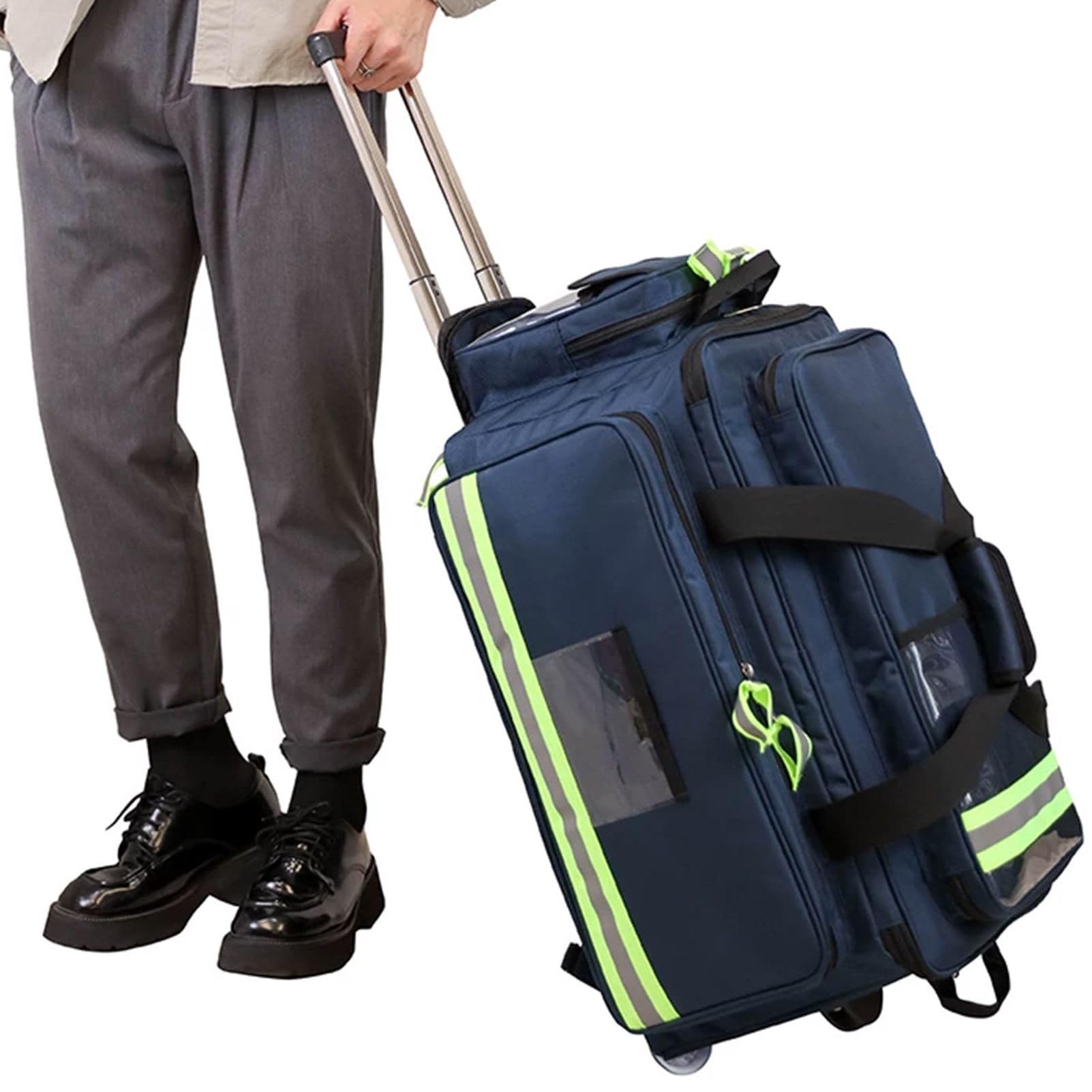 Borsa medica con ruote, borsa portatile per infermiera, borsa di emergenza per primo soccorritore, tracolla regolabile, perfetta per professionisti sanitari domestici