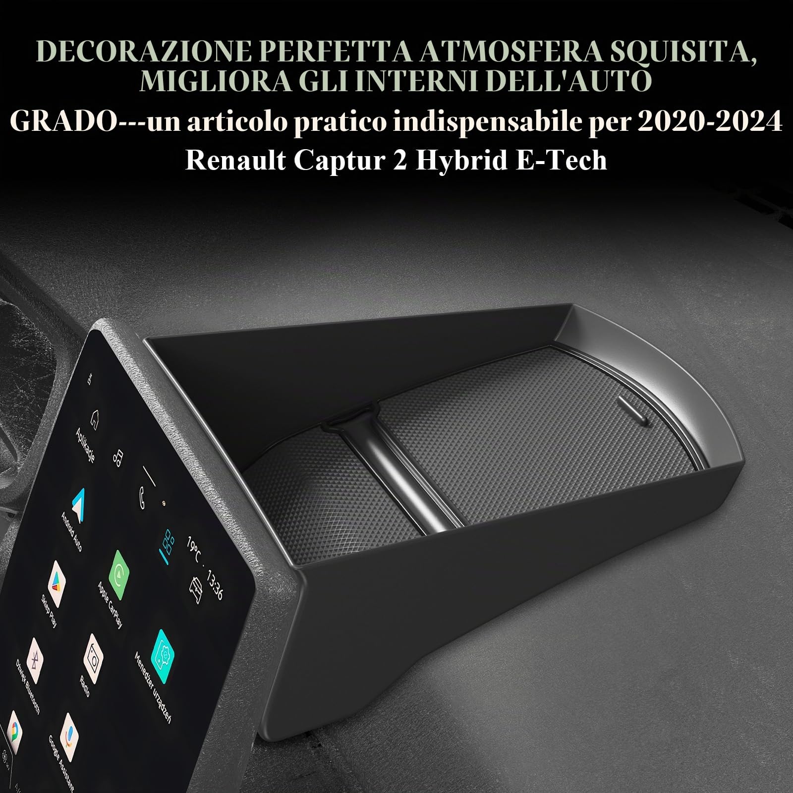 BIBIBO Organizzatore console centrale per R*enault Captur 2 Hybrid E-Tech 2020-2024 (9,3" Easylink), Captur 2 vassoio portaoggetti, vano portaoggetti nella console centrale, vassoio organizzatore