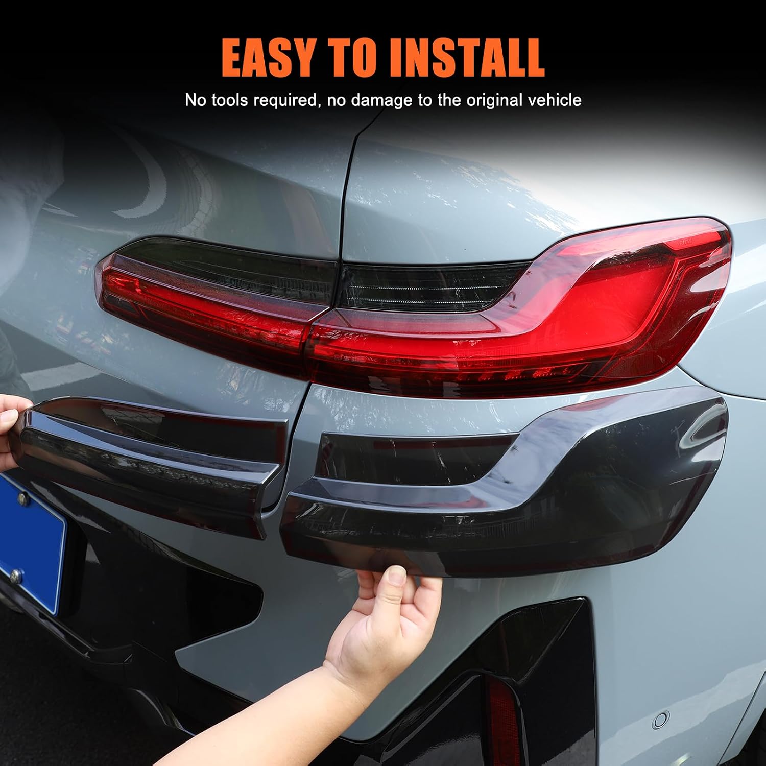 HAPPYHORSE Car Tail Light Lamp Cover Trim Compatible with BMW X4 G02 X4 M 2019-2025，ABS Smoked Rear Taillight lamp Shell Protection Cover Decorative Accessories