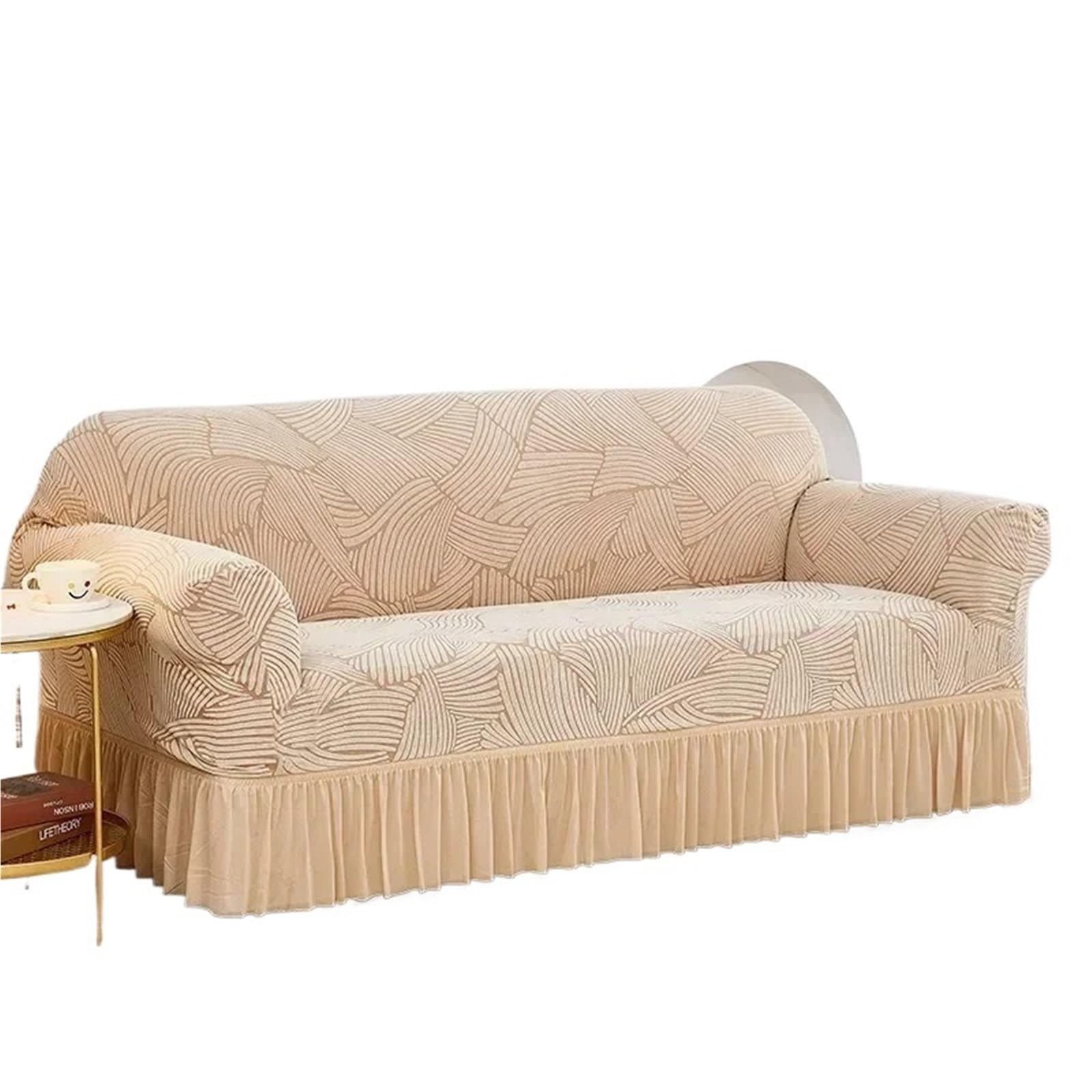 Housse de canapé extensible jacquard 3 places 190-230cm anti-poussière