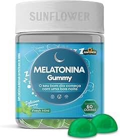 Melatonina - Melatonina Gummy - Melatonina em Goma 210mcg 60 gomas Sunflower (60 gomas, Menta)