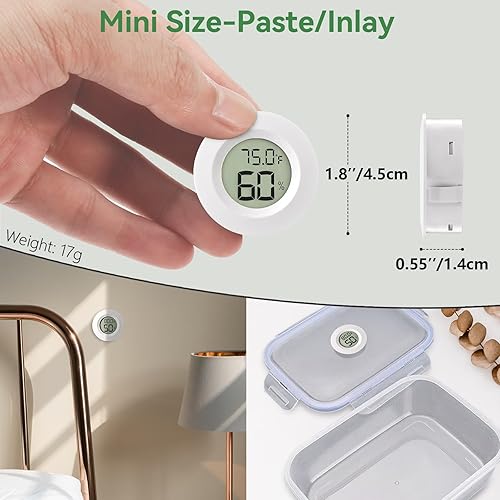 Miniatura 2 de Atogou Paquete de 3 mini higrómetros y termómetros, medidor de humedad digital para interiores y exteriores, temperatura, , para el hogar, oficina,