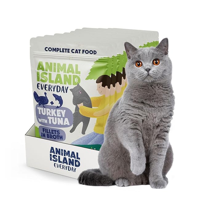 Animal Island Comida Húmeda para Gato Adulto Pavo Atún en Caldo de Ternera Sin Cereales Rica en Taurina Omega…
