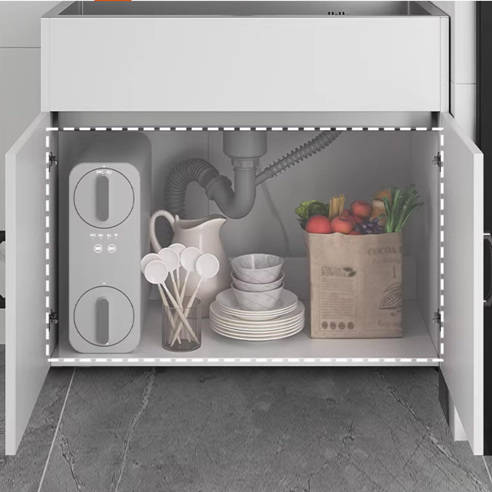 Lavello in Acciaio Inossidabile 68 cm Autoportante con Mobile Sottolavello | Rubinetto a Due Manopole per Acqua Calda/Fredda | Ripiano | Interno/Esterno | Commerciale & Residenziale | Cucina/Bagno
