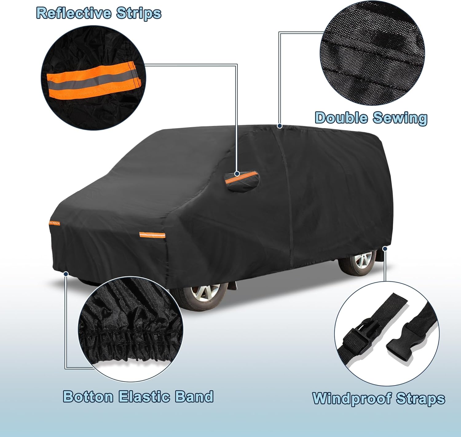 Car Cover Waterproof Custom Fit for Ford Transit Connect All Weather for Automobiles Outdoor Snow Sun Dust UV Protection Full Exterior Cover with Door Zipper