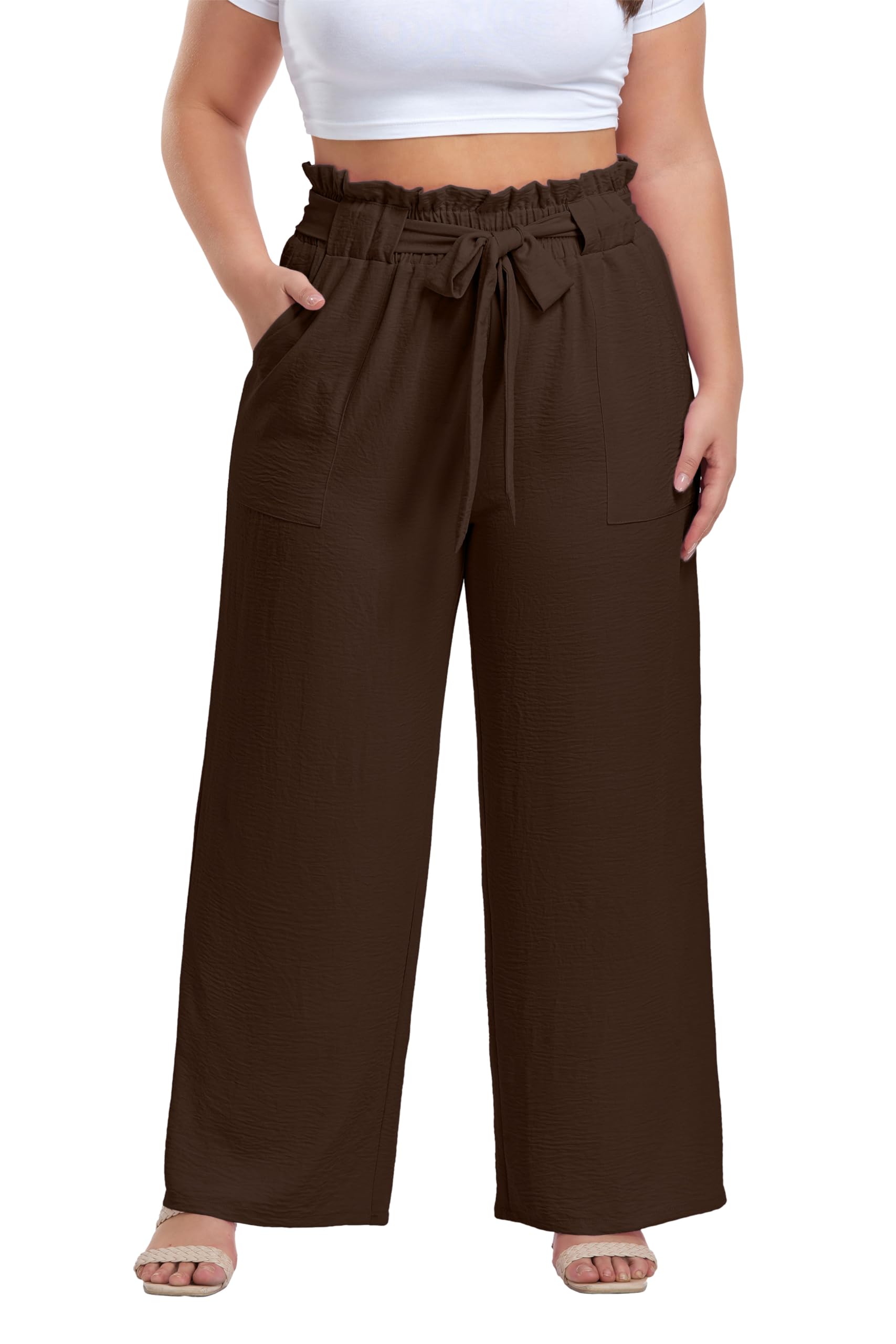 OLRIK Plus Size Pants for Women High Waisted Wide Leg Casual Palazzo Pants