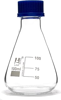 100mL Glass Erlenmeyer Flask with PTFE Lined Screw Cap Borosilicate 3.3 Glass - Eisco Labs