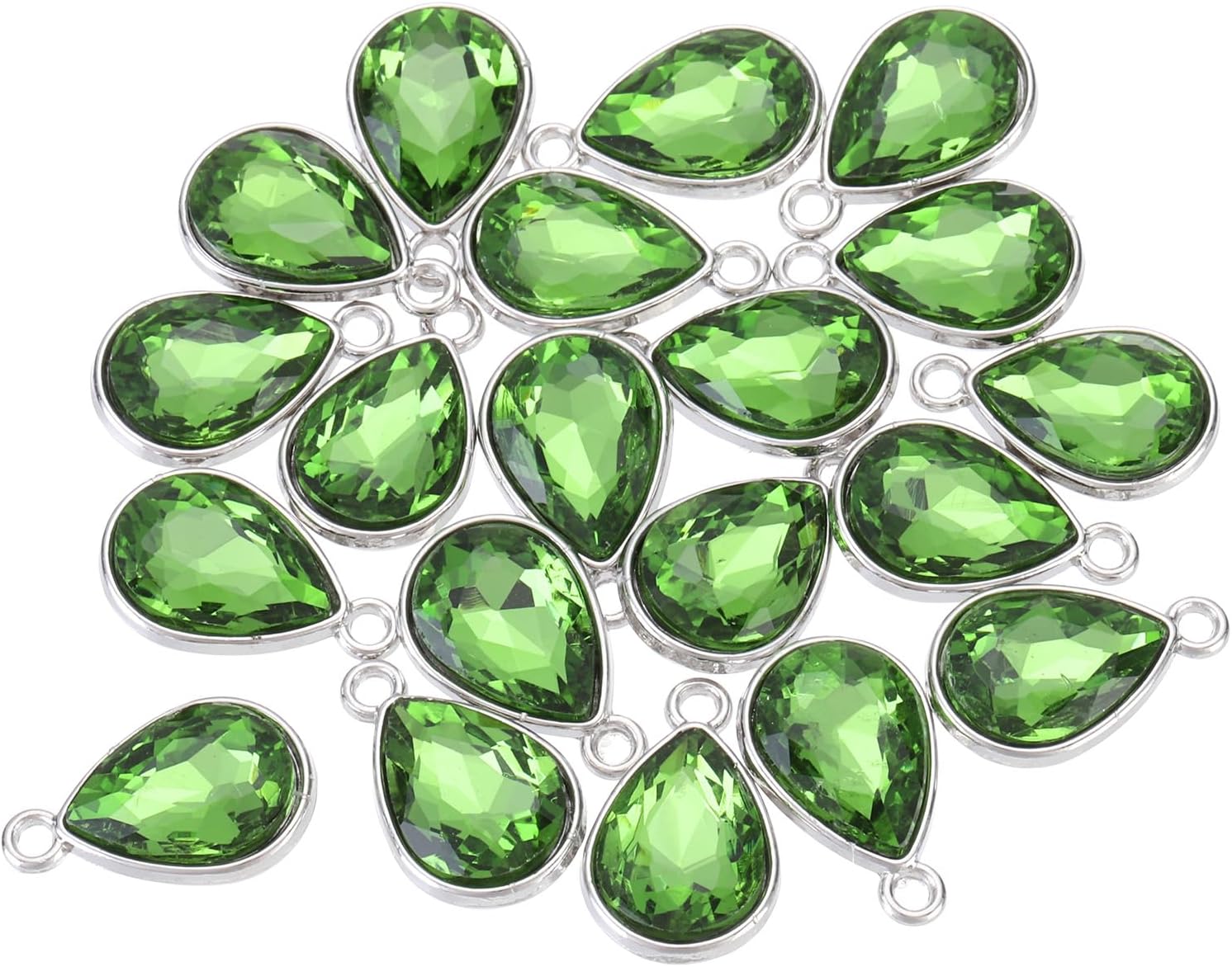 MECCANIXITY 20PCS 12x20mm Alloy Glass Crystal Teardrop Charm Jewelry Making Charm for Necklaces, Bracelets, Earrings