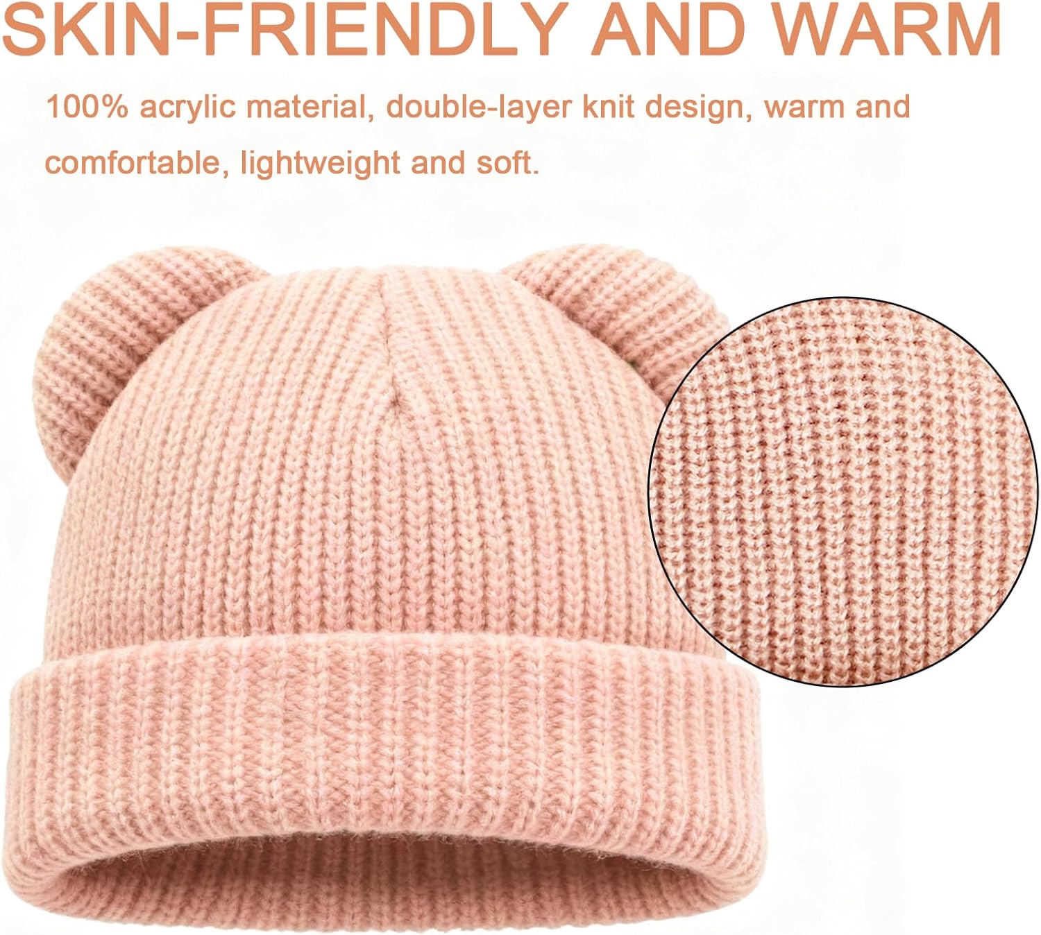 Baby Beanie Cute Toddler Winter Hat 3 Pack Soft Double Layers Knit Warm Cap for Infant Girls Boys Kids 0-8 Years - Image 2