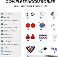 Vista 2 de PEXMOR Mesa de juego múltiple 6 en 1 para adultos, mesa combinada para sala de juegos, juego de mesa de juego de 48 pulgadas