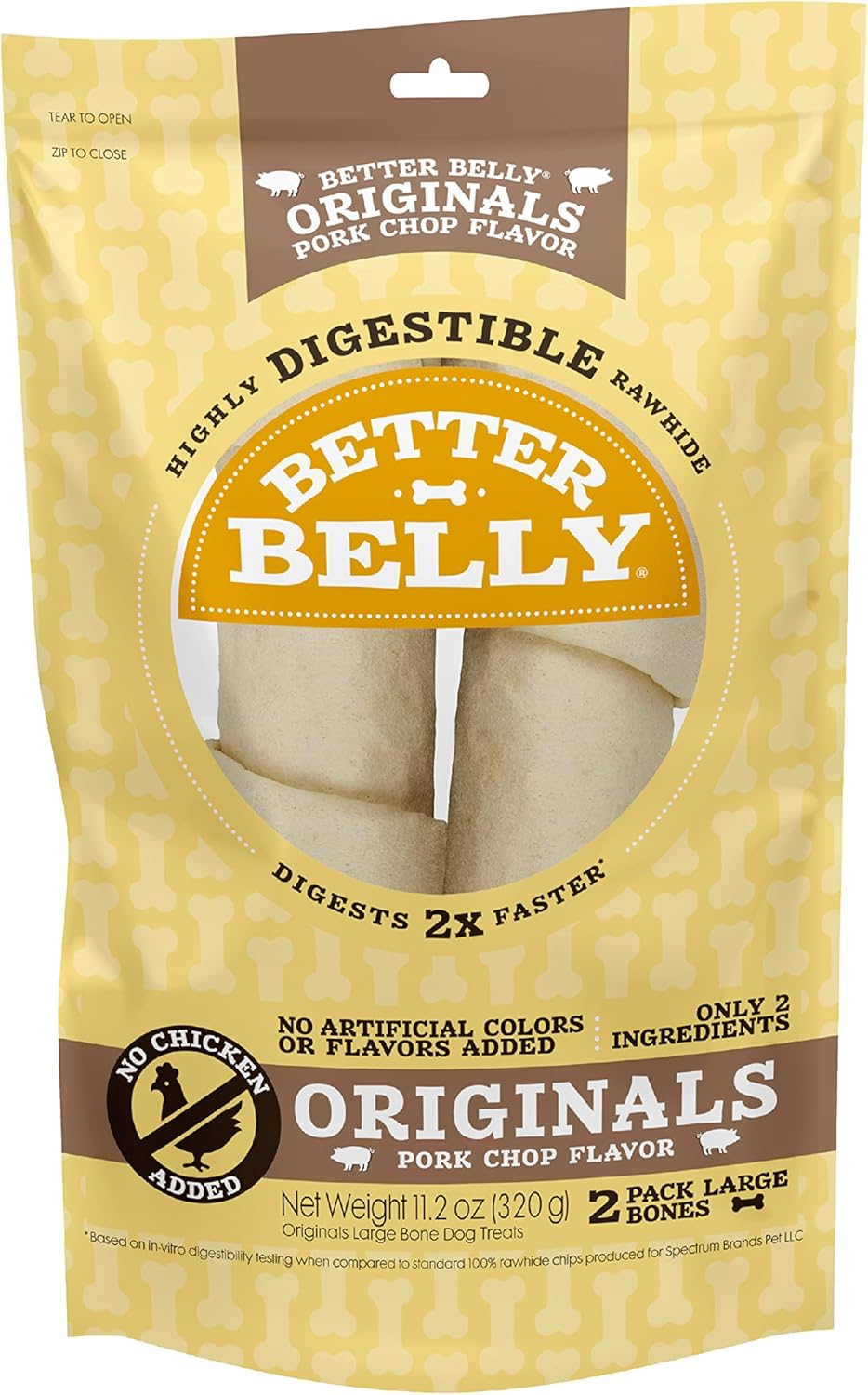 Better Belly Rolls Originals Pork Flavor Large Bones, 2