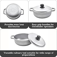 Vista 2 de IMUSA Caldero - Olla con tapa de aluminio de 2 cuartos de galón, aluminio fundido, perfecta para servir grupos pequeños, asas remachadas, fabricada