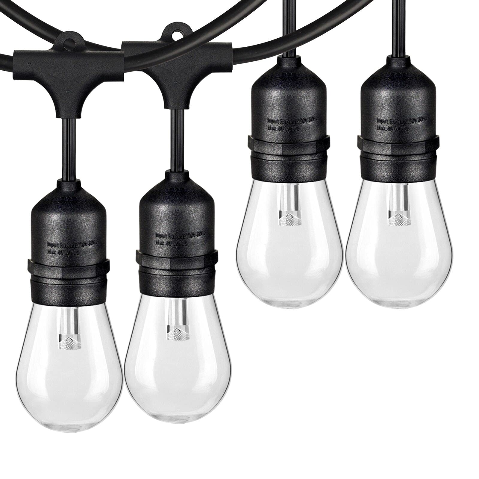 2-Pack 48FT LED Dimmable String Lights Outdoor for Patio, Commercial Grade LED Edison Bulb String Lights Waterproof, LED Cafe Lights Bistro Lights Shatterproof for Pergola Deck Backyard(Total 96FT)