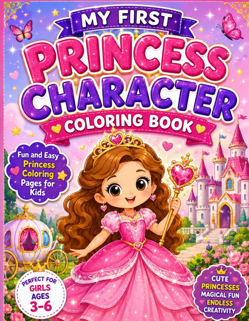 My First Princess Characters Coloring Book: Cute Princesses, Fairy Princesses, Magical Characters, and Fun Coloring Pages for Girls Ages 3–6