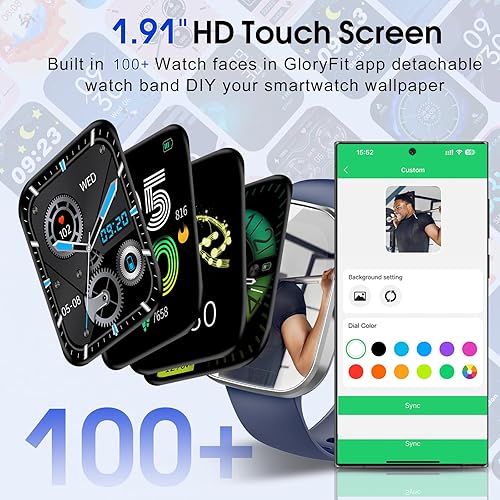 Miniatura 6 de Csasan Reloj inteligente para hombres y mujeres (respuestahacer llamadas), pantalla HD de 1.91 pulgadas, monitor de frecuencia cardíaca, sueñopasos,