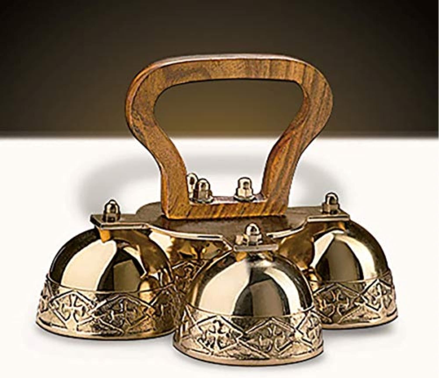 4-bell Embossed Brass Altar Bells