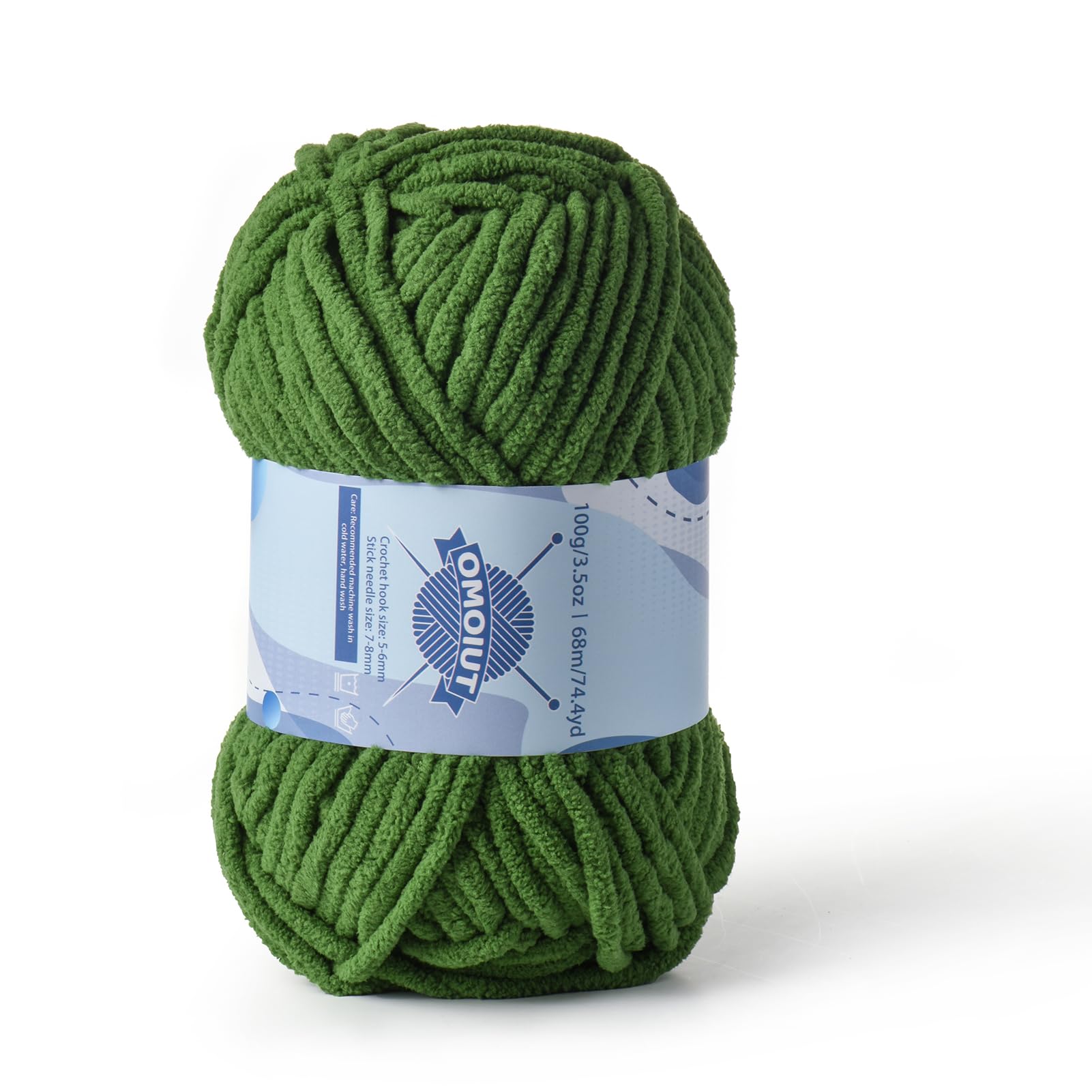 Chunky Chenille Yarn for Crocheting, Baby Yarn for Crocheting Soft Blankets, Bulky Yarns for Crochet Amigurumi, 100g (74.3yds) Fluffy Velvet Yarns for Hand Knitting (Pine Green)