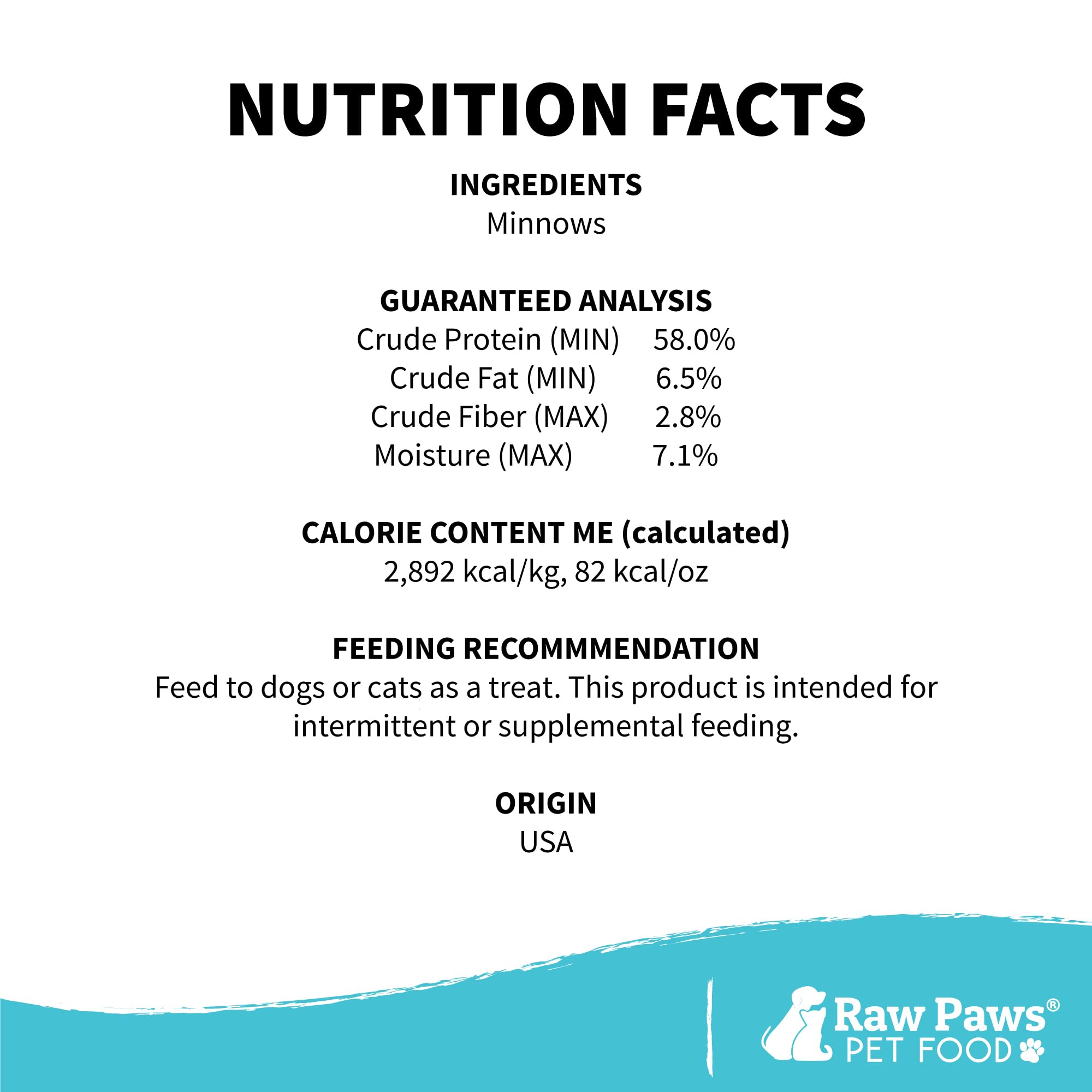 Raw Paws Pet Freeze Minnows secos para perros y gatos – Estados Unidos Fish Dog Treats – todos natural, único ingrediente Minnow Cat Treats – Raw Freeze Dried Dog Snacks – Grain Free Cat Reward,