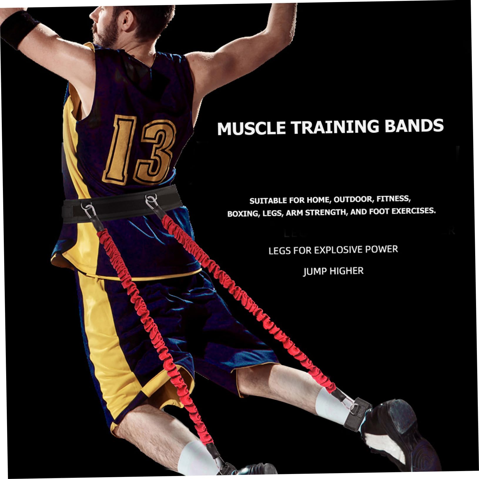 Garneck 1 Set Cuerda Elástica para Ejercicios Bandas de Resistencia Ajustables para Fuerza Muscular Entrenamiento de Piernas y Boxeo