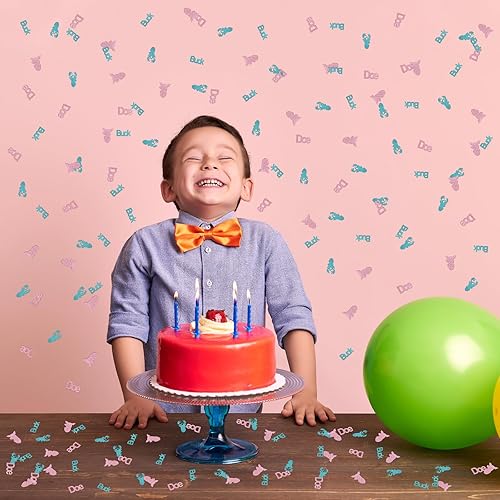 Miniatura 7 de Buck or Doe - Confeti con purpurina, confeti de mesa de baby shower, papel de revelación de género, decoración de mesa para niño o niña, 120 piezas