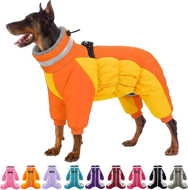 Casaco de inverno para cães com pernas, forro de fleece e detalhes refletivos SUNFURA XL