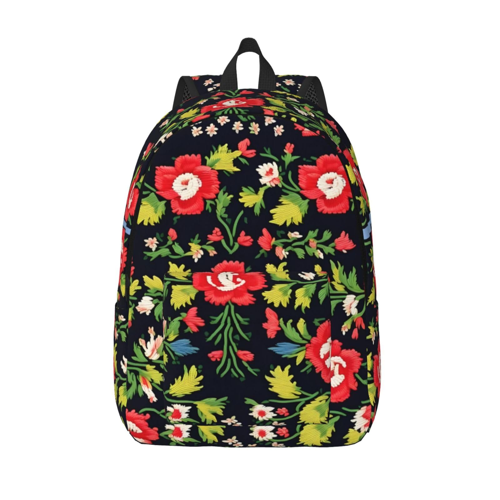 Mochila de viaje con rosas bordadas para mujer y laptop de mano 8