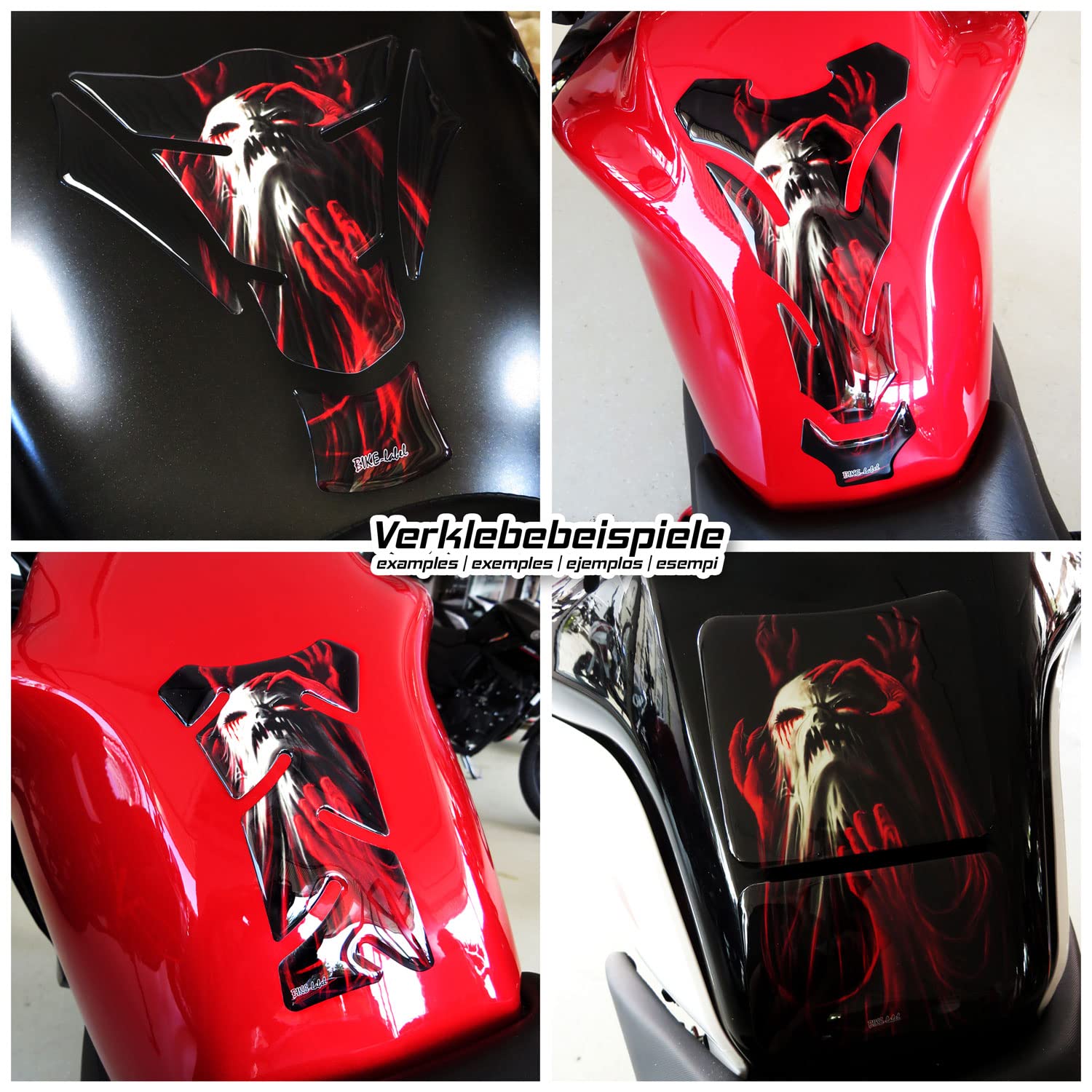Protège-Réservoir Moto Rose Flu Bike-Label - Autocollant 3D, Anti-Rayures, Résistant Aux UV