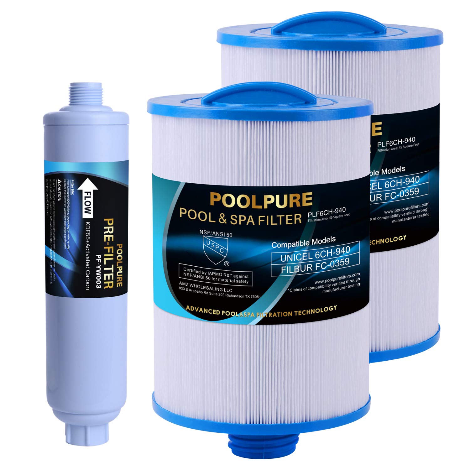 Lot De 2 Filtres De Spa PWW50 - Compatible Unicel 6CH-940, Filbur FC-0359, Waterway 817-0050