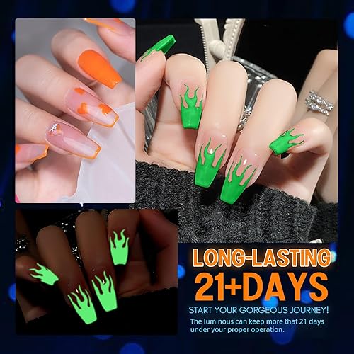 Miniatura 4 de Rechoo Euphoria - Revestimiento de gel que brilla en los rayos UV oscuro, rojo neón, rosa, naranja, esmalte de pintura en gel para uñas con