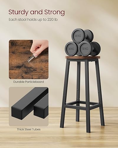 Miniatura 5 de VASAGLE Taburetes de bar juego de 2 sillas de bar marco de acero 256 pulgadas de alto para cocina comedor fácil montaje diseño industrial marrón