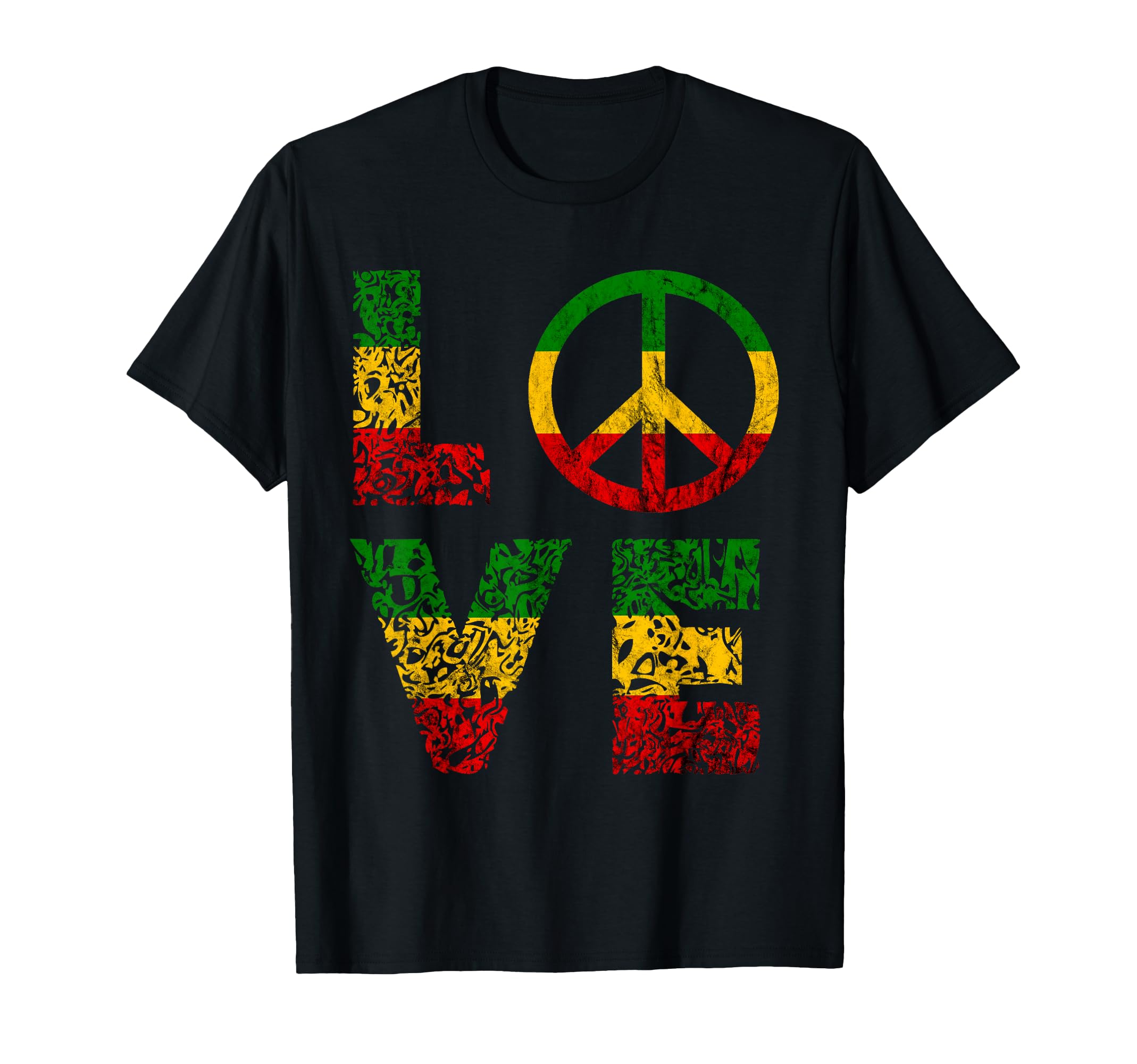 Reggae Peace Love Hippie Rasta Reggae Music Jamaica T-Shirt