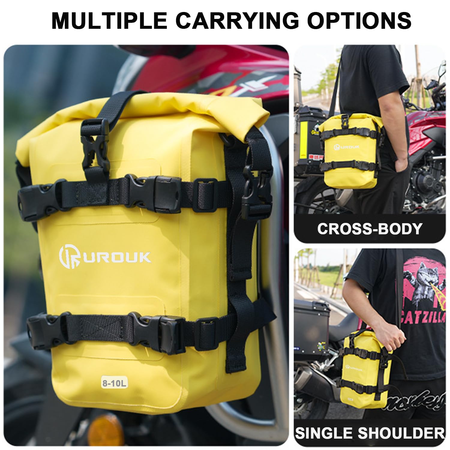 Bolsa Moto Impermeable 8L Bolsa Lateral Parachoques para Moto Bolsa Deposito Motocicleta Bolsa Estanca Deposito