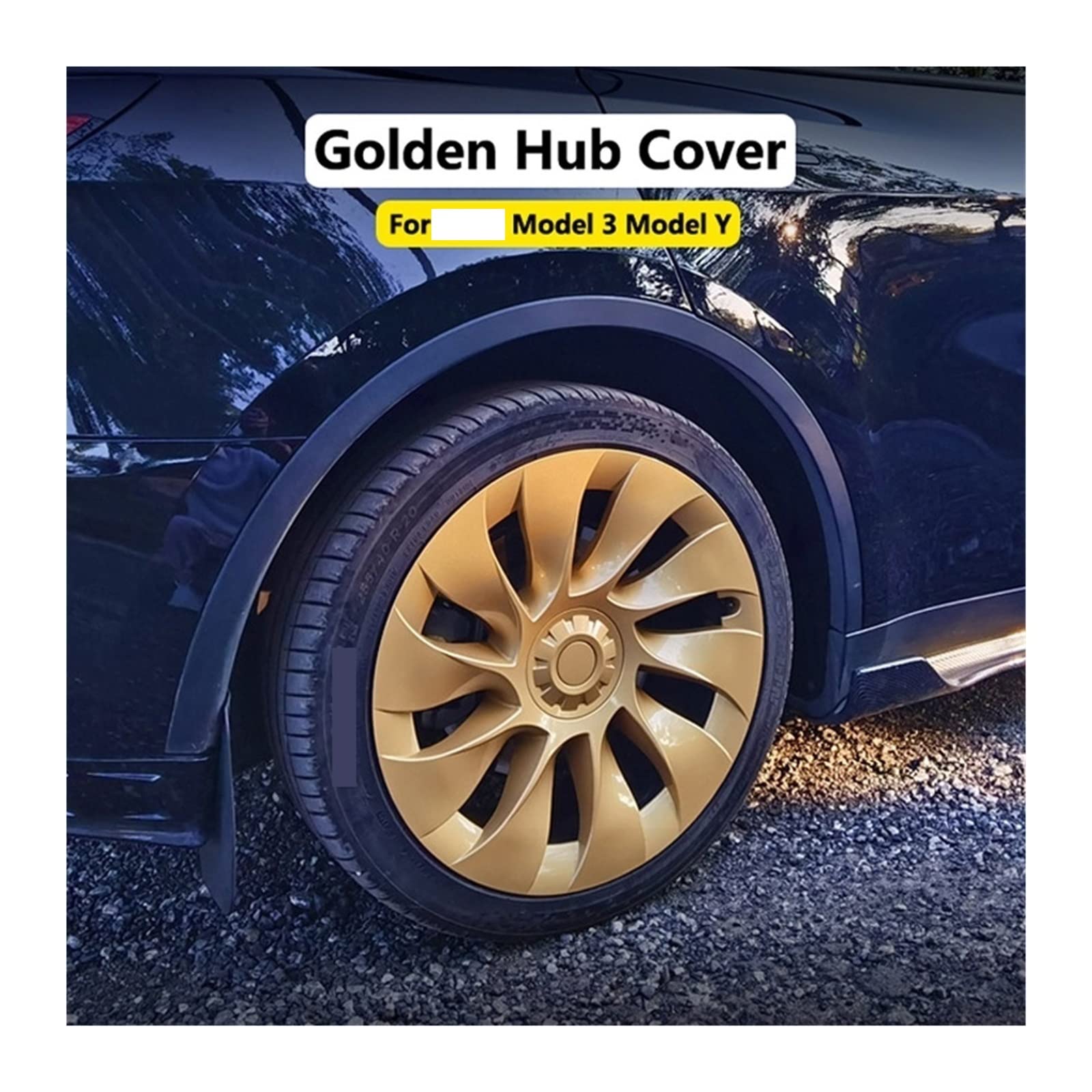 Amazon.co.jp: テスラモデル 3 Y 18 19 20 インチゴールドハブキャップ