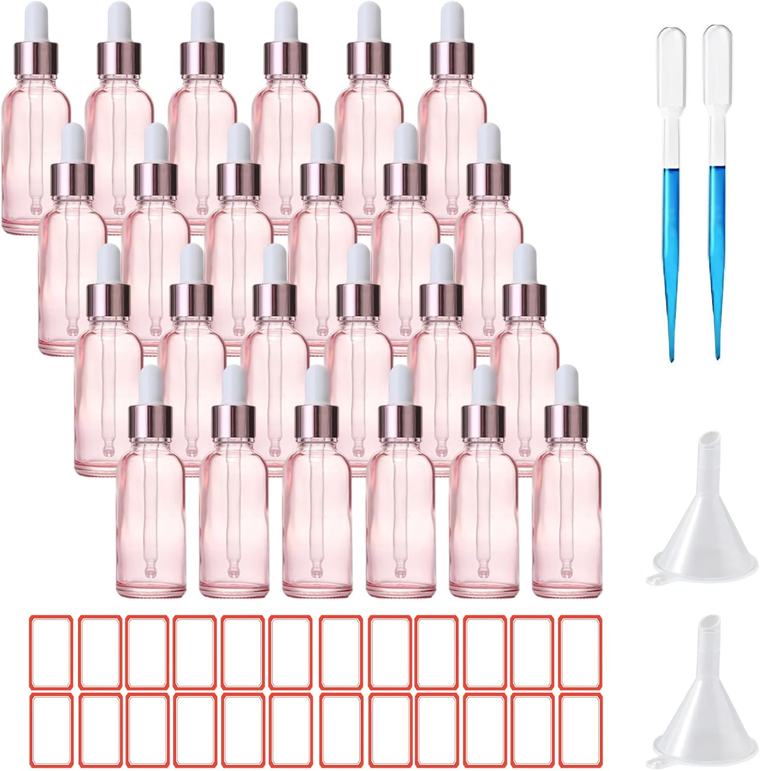 ToKinCen 24 x 30 ml Dropper Bottle Pink Glass Dropper Bottles with ...