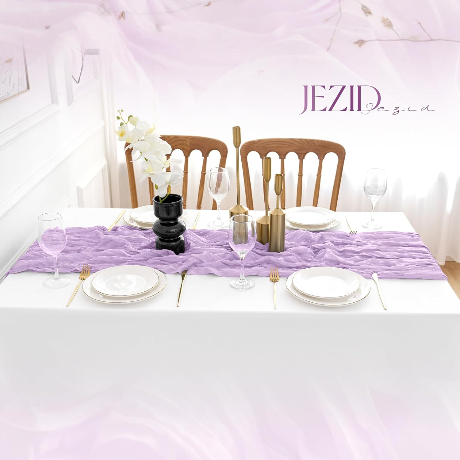 12 Pack Lilac Purple Cheesecloth Table Runner Lavender Boho Rustic Gauze Cheesecloth 120 inch 10FT Cheese Cloth Runner for Wedding Bridal Baby Shower Party Home Decoration