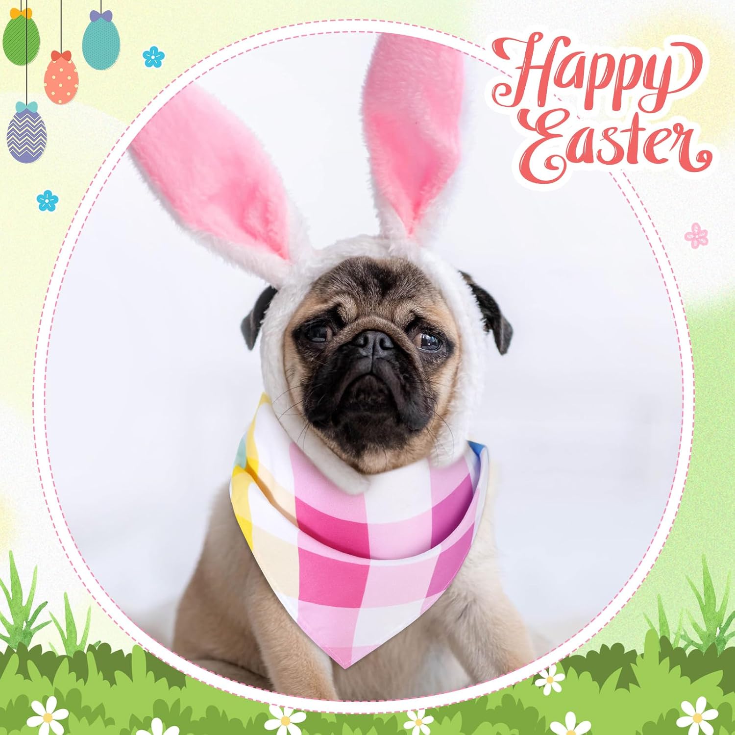 Pickmesh 150 Pcs Easter Plaid Dog Bandanas Bulk Easter Pet Scarf Bibs Adjustable Washable Pet Kerchief Seasonal Costume Accessories Holiday Grooming Supplies for Small to Large Cat Dog