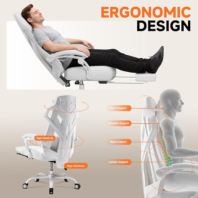 Silla Gamer Ergonómica con Reposapiés Ajustable y Soporte Lu miniatura 5