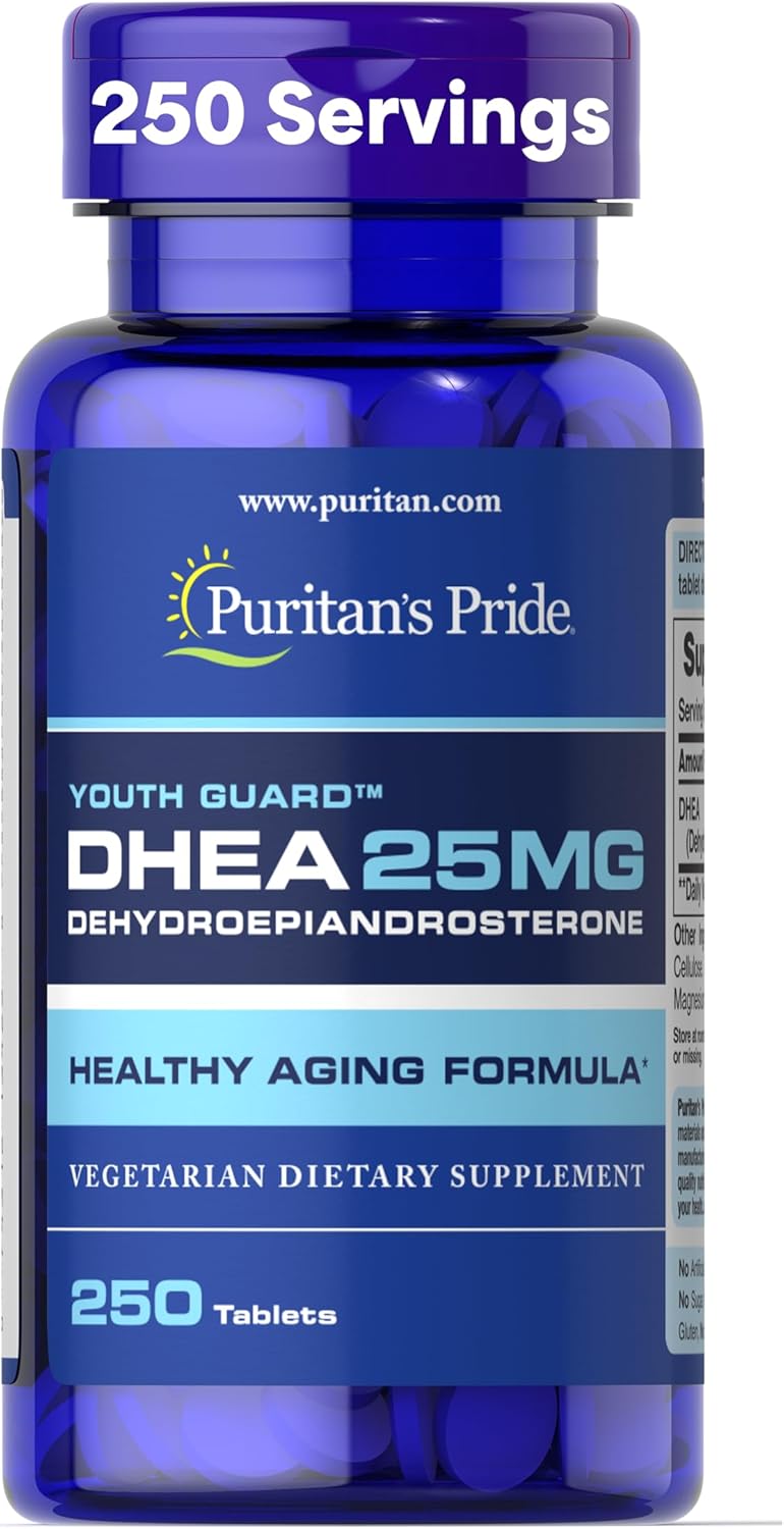 Puritan’s Pride Youth Guard™ DHEA for Women and Men 25mg, Dietary Supplement forHealthy Aging, 250 Tablets