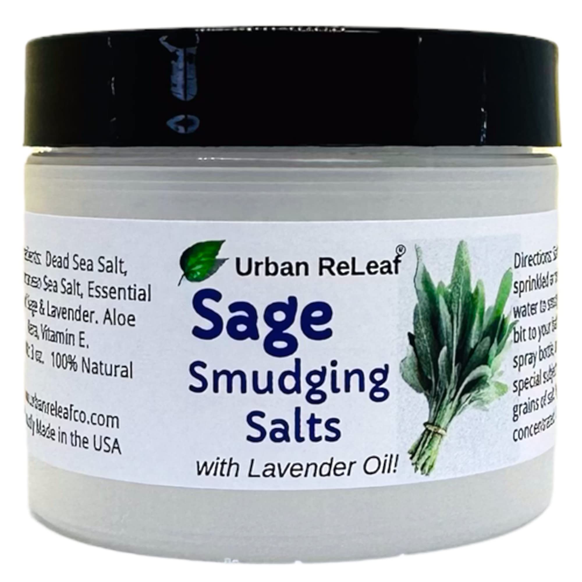 Sage Smudging Salts with Lavender Oil ! Safe & Smokeless Smudge Cleanse Protect Bless Anointing. Fresh from USA! 100% Natural, Vegan.
