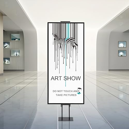 Miniatura 9 de HUAZI Soporte de póster para pedestal de exhibición de doble cara, soporte de letrero de suelo resistente con base, altura ajustable de hasta 75
