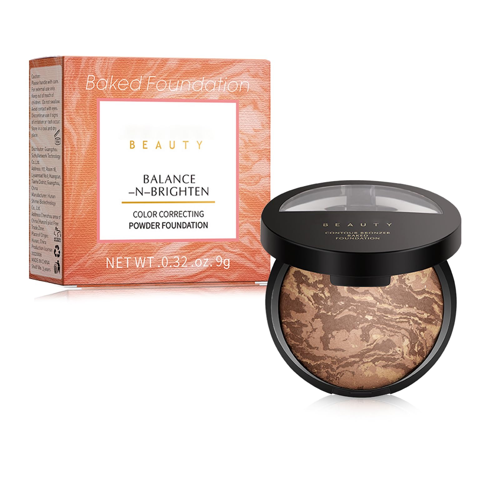 LINXINS Baked Foundation Blush Lightweight Powder Foundation for Contour & Highlight Face Brighten Color Correcting Powder Foundation Balance and Brighten Long-Lasting Matte(2#Tan)