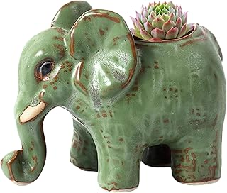 Cute Animal Elephant Shaped Ceramic Succulent Cactus Air Plant Flower Po...
