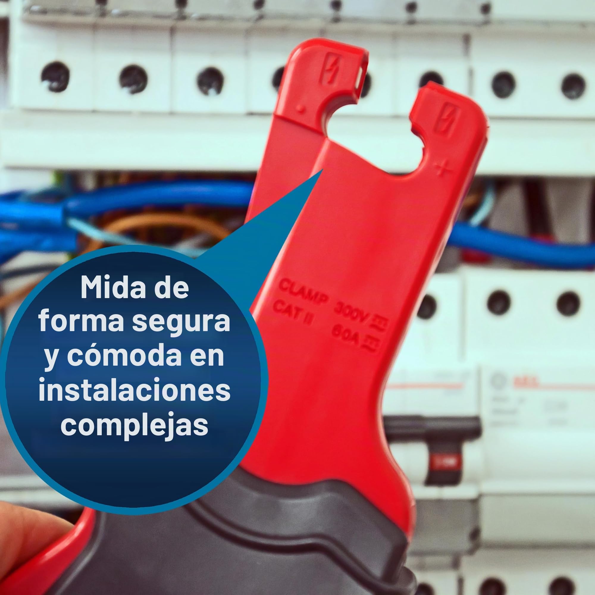 PeakTech, P 4250 Adaptador de pinza amperimétrica para multímetro AC/DC con clavijas de 4 mm Ajuste del punto cero para amperometría de corriente continua, medición de corriente