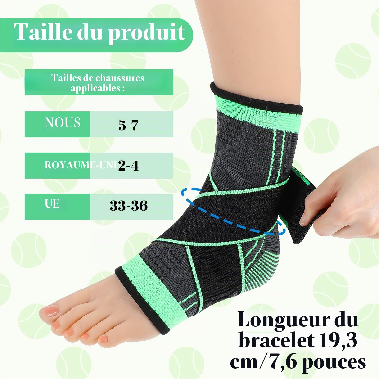 ONTYZZ Soutien de Bandage de Cheville Haute Elasticité Chevillère des Sports Protection de la Cheville avec Bande de Gel de Silice Respirant Soutien de la Cheville