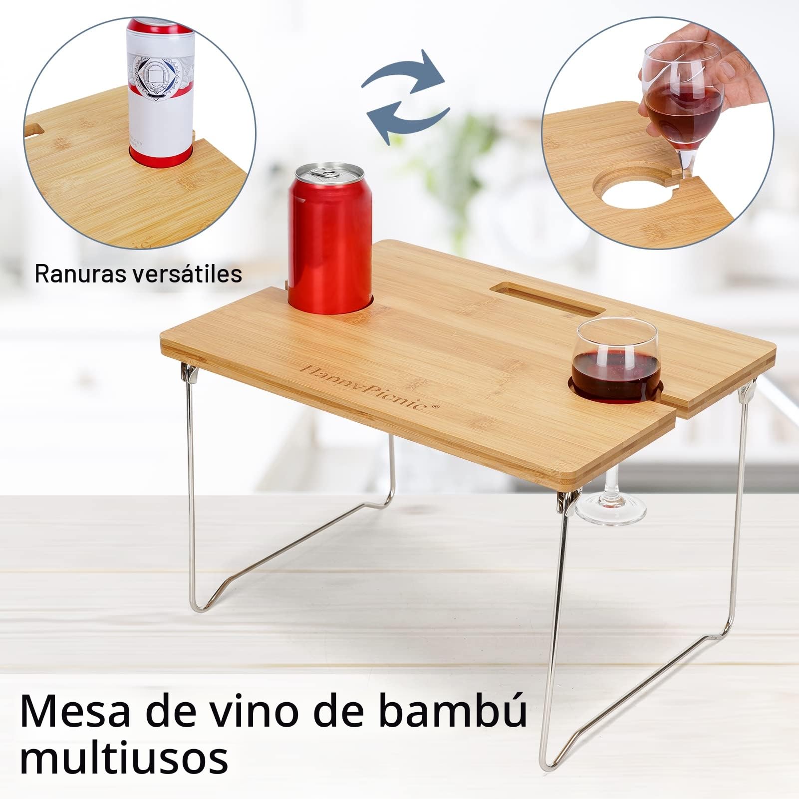 Cesta de Picnic de Mimbre para 2, 2 Personas, Juego de Regalo de Sauce con Mesa de Vino de bambú con Patas de Metal para Acampar y Fiesta al Aire Libre