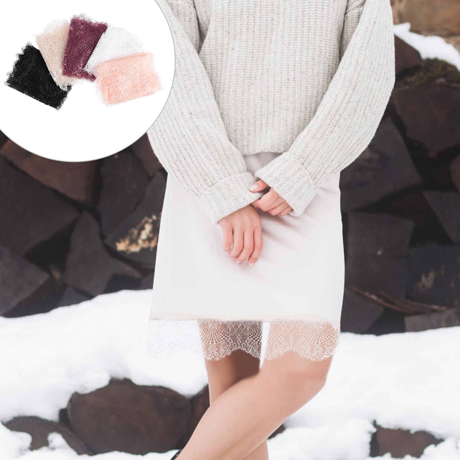 OSALADI 3 set Accessori In Bianco Nastro In All'Uncinetto Nastro In Rosso Orlo In Per Cucire Decorazioni In A 5 pezzi*3