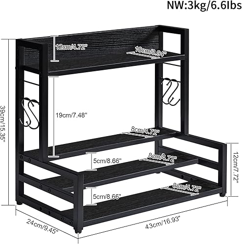 Miniatura 7 de YMYNY Estante de especias de 4 niveles con diseño escalonado, estante organizador de cocina de pie, estante de almacenamiento de encimera para