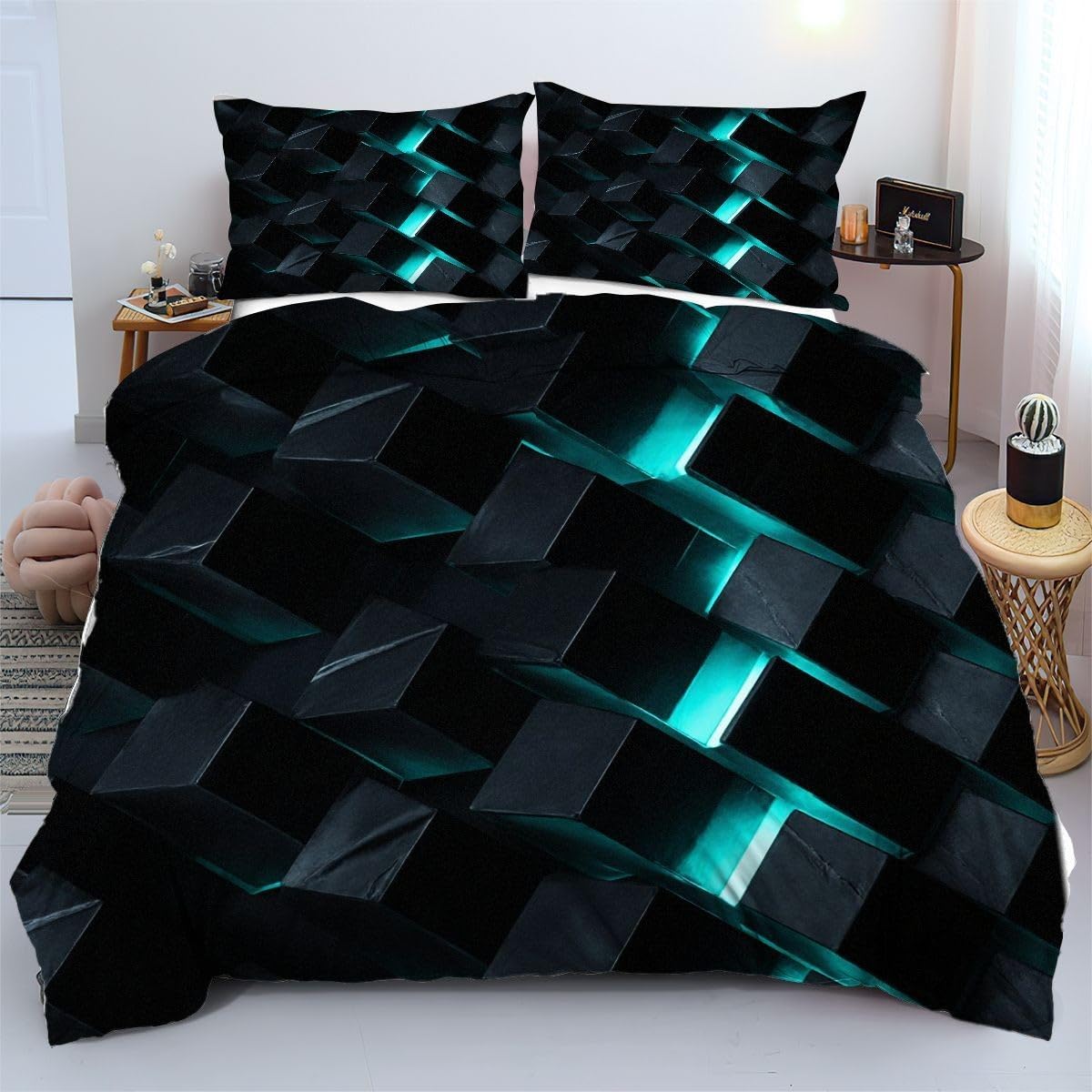 Housse de couette 240x260 bleue 3D pour sublimer votre chambre à coucher