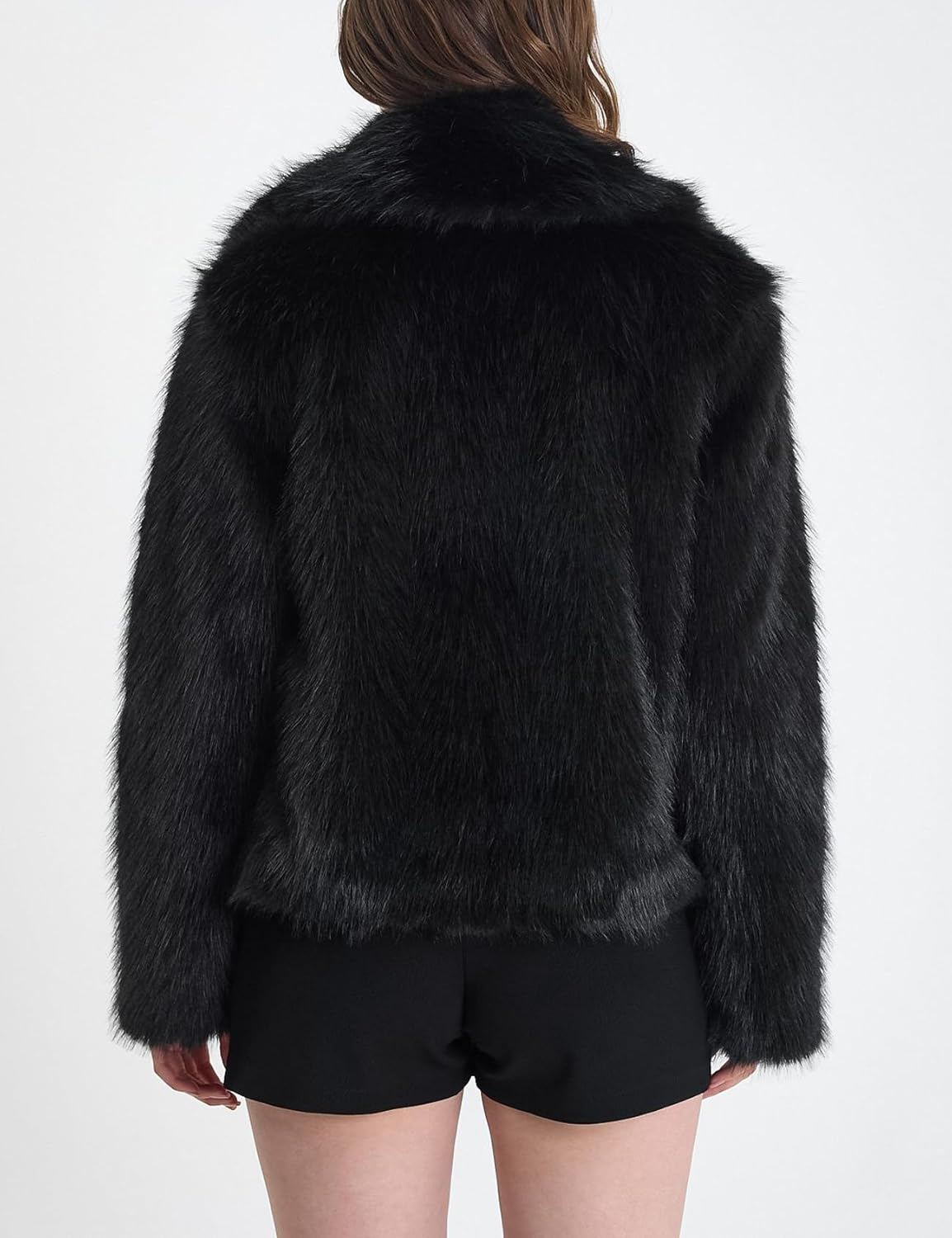 Yimoon Women's Faux Fur Coat Fluffy Faux Fur Jacket Winter Furry Open Front Lapel Shaggy Parka Coats Outerwear - Image 3