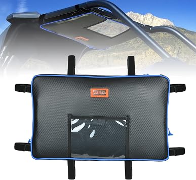 Goldfire RZR Roof Bag UTV Overhead Bag Center Roof Storage Bag Large Capacity Tool Waterproof Gear Bag For 2018-2026 Polaris RZR RS1 Storage Organizers Accessories Blue Piping